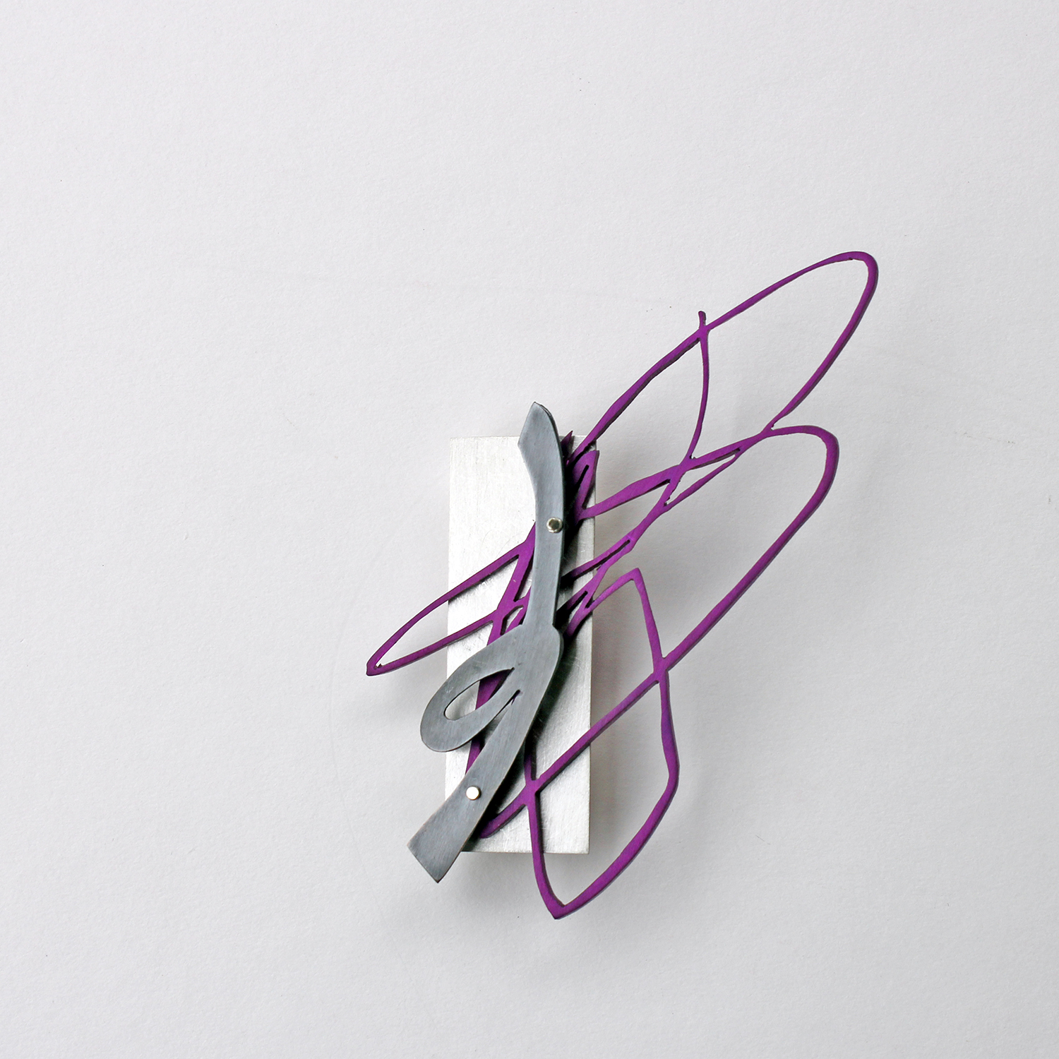 purple scribble square brooch by Natalie Macellaio